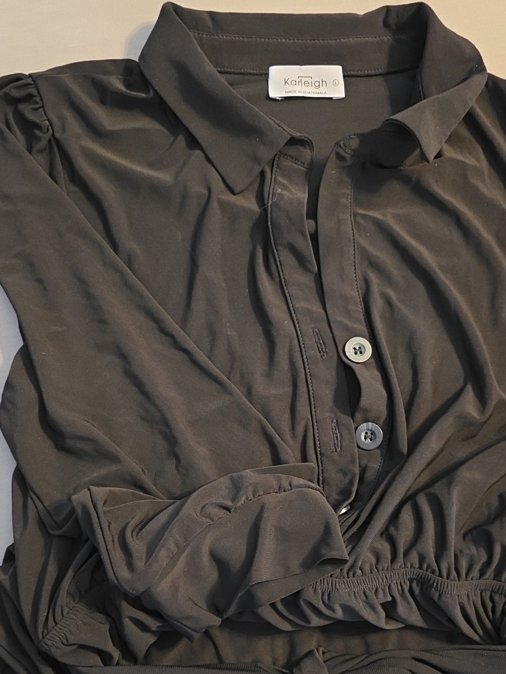 Kaileigh Black Midi Dress with Button Front